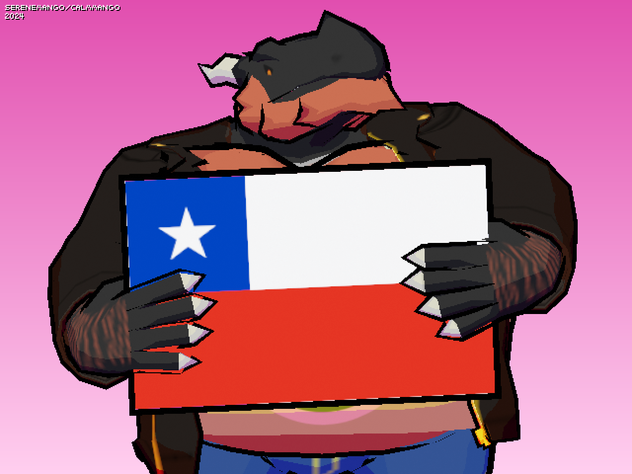 Holding flag of Chile