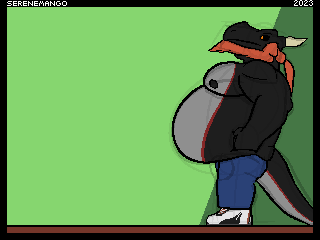 He's standing